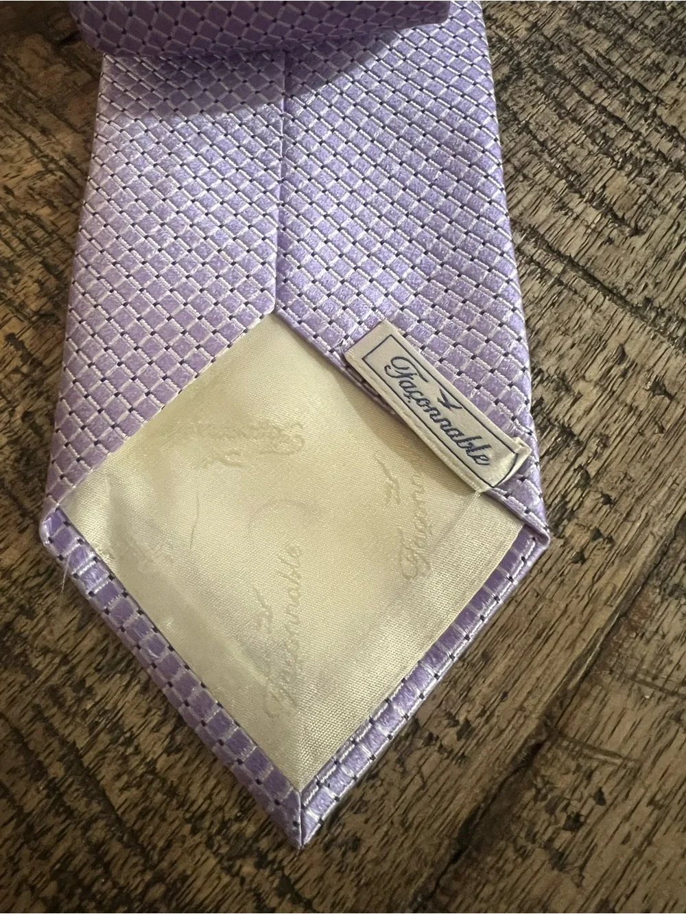 Faconnable Lavender Textured Men's Tie - Subtle Diamond Pattern